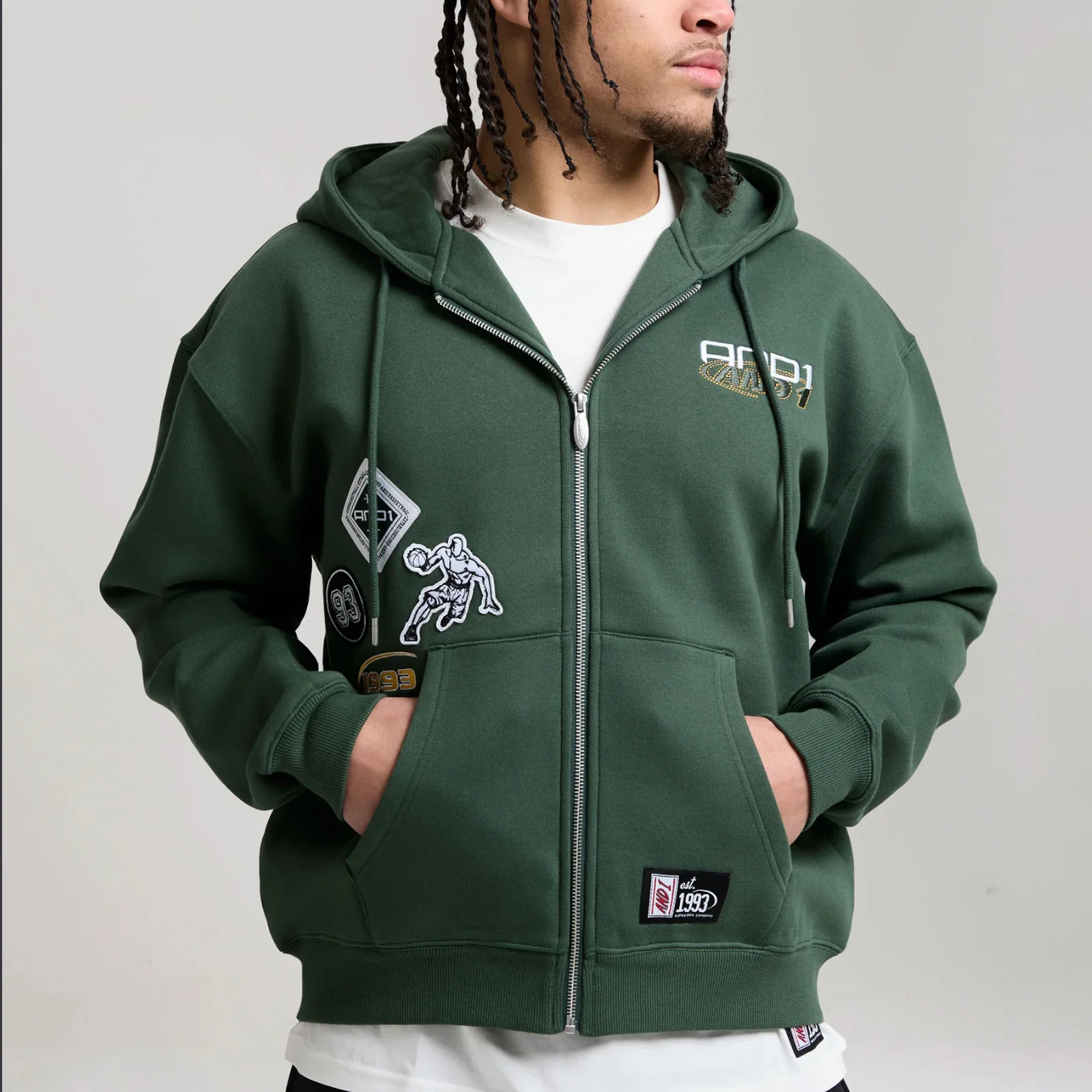 Respect The Game Multi Badge Full Zip Hoodie - Image 3
